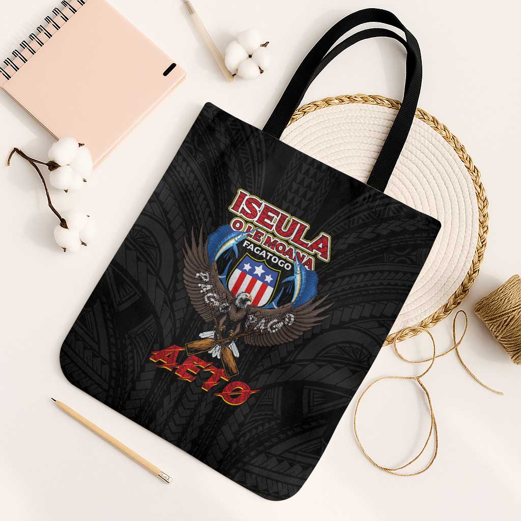 American Samoa Fautasi Tote Bag Pago Pago Aeto and Iseula o le Moana of Fagatogo Black Color - Polynesian Pride