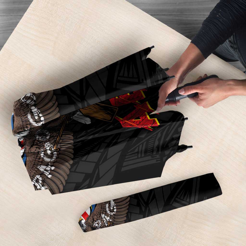 American Samoa Fautasi Umbrella Pago Pago Aeto and Iseula o le Moana of Fagatogo Black Color - Polynesian Pride