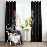 American Samoa Fautasi Window Curtain Pago Pago Aeto and Iseula o le Moana of Fagatogo Black Color - Polynesian Pride