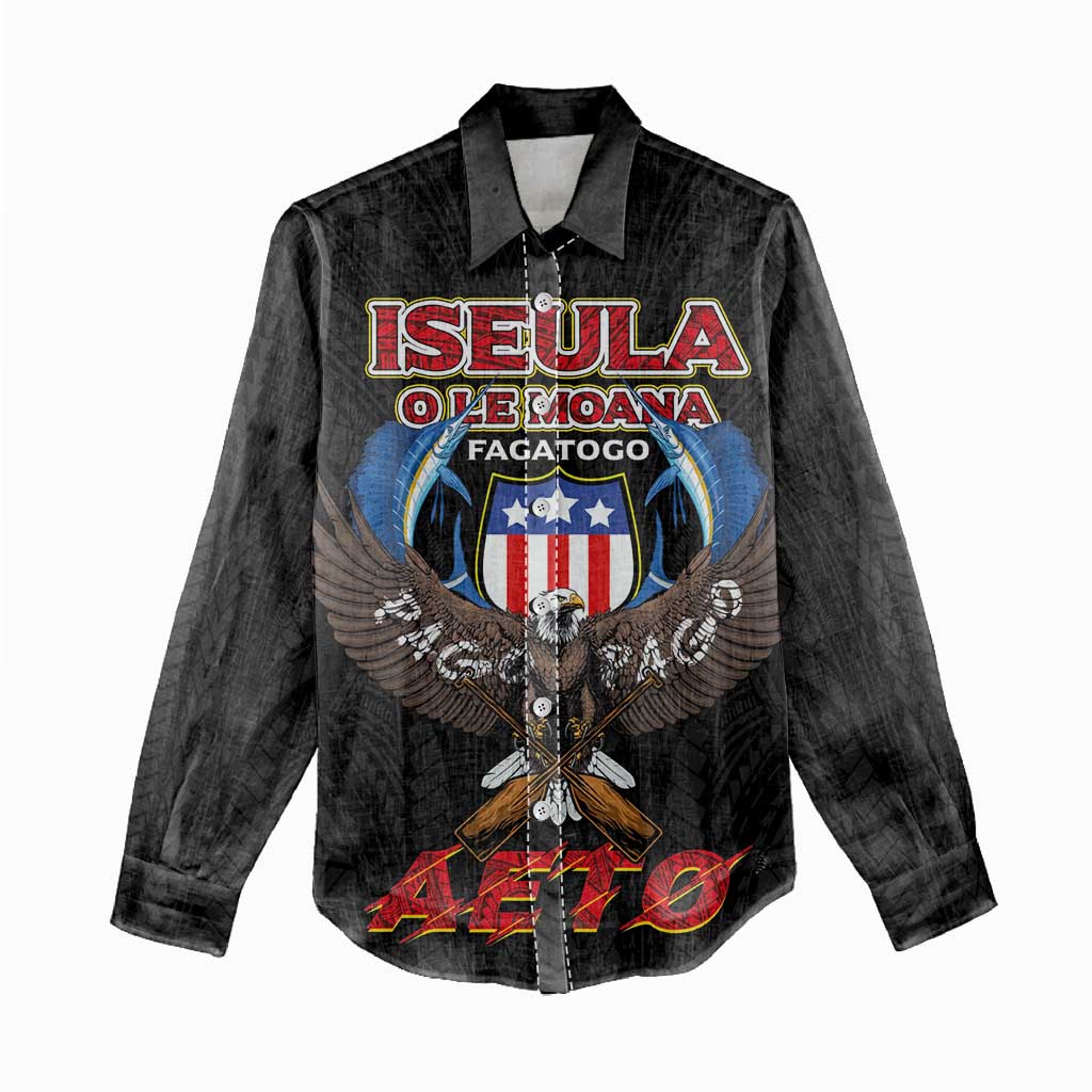 American Samoa Fautasi Women Casual Shirt Pago Pago Aeto and Iseula o le Moana of Fagatogo Black Color - Polynesian Pride