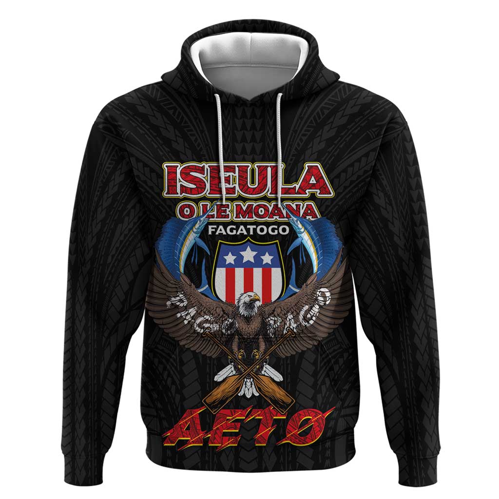 American Samoa Fautasi Zip Hoodie Pago Pago Aeto and Iseula o le Moana of Fagatogo Black Color - Polynesian Pride