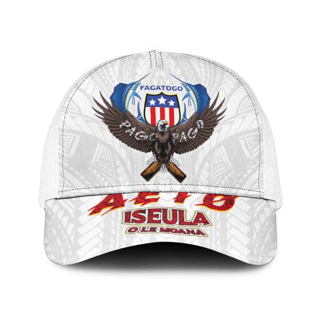 American Samoa Fautasi Baseball Net Cap Pago Pago Aeto and Iseula o le Moana of Fagatogo White Color - Polynesian Pride