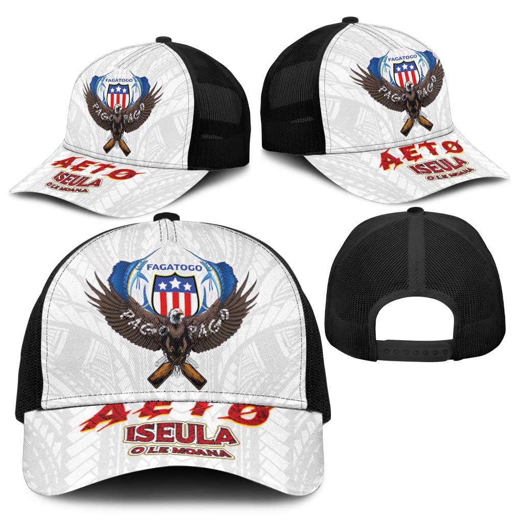 American Samoa Fautasi Baseball Net Cap Pago Pago Aeto and Iseula o le Moana of Fagatogo White Color - Polynesian Pride