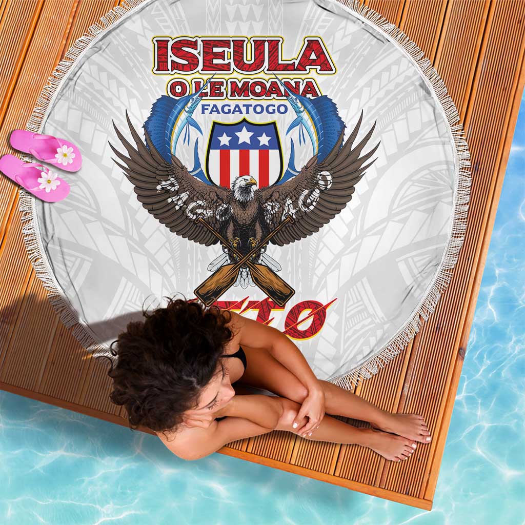 American Samoa Fautasi Beach Blanket Pago Pago Aeto and Iseula o le Moana of Fagatogo White Color - Polynesian Pride