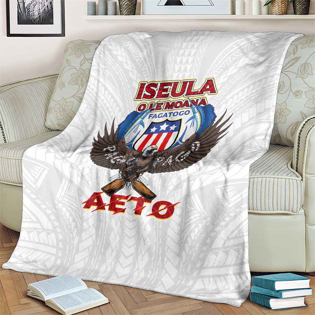 American Samoa Fautasi Blanket Pago Pago Aeto and Iseula o le Moana of Fagatogo White Color - Polynesian Pride