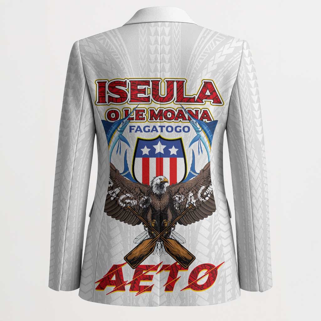 American Samoa Fautasi Blazer Pago Pago Aeto and Iseula o le Moana of Fagatogo White Color - Polynesian Pride
