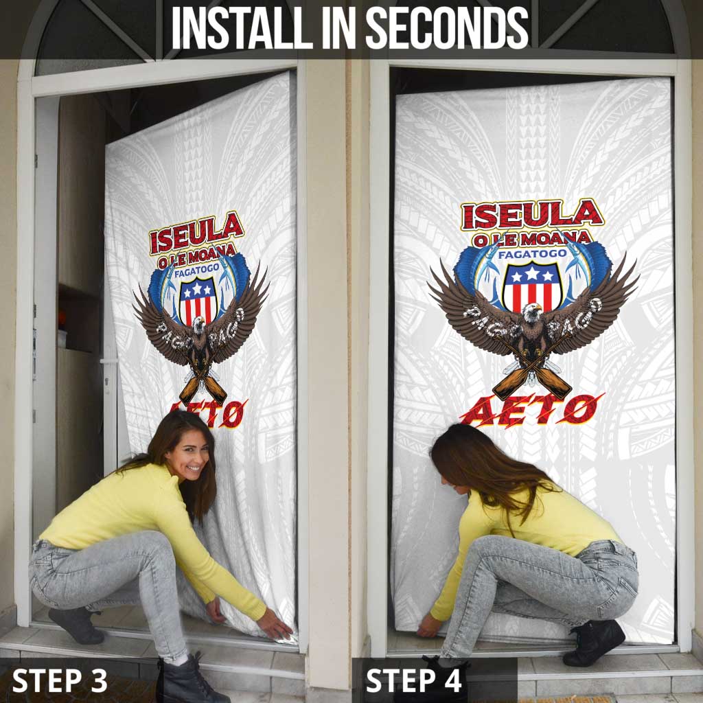 American Samoa Fautasi Door Cover Pago Pago Aeto and Iseula o le Moana of Fagatogo White Color - Polynesian Pride