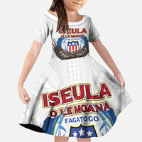 American Samoa Fautasi Family Matching Short Sleeve Bodycon Dress and Hawaiian Shirt Pago Pago Aeto and Iseula o le Moana of Fagatogo White Color - Polynesian Pride