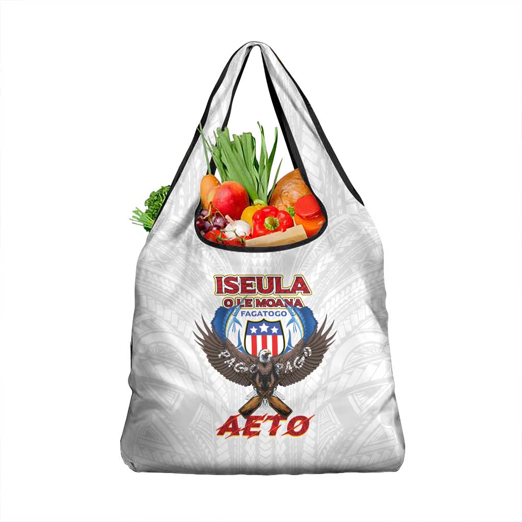 American Samoa Fautasi Grocery Bag Pago Pago Aeto and Iseula o le Moana of Fagatogo White Color - Polynesian Pride