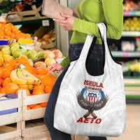 American Samoa Fautasi Grocery Bag Pago Pago Aeto and Iseula o le Moana of Fagatogo White Color - Polynesian Pride