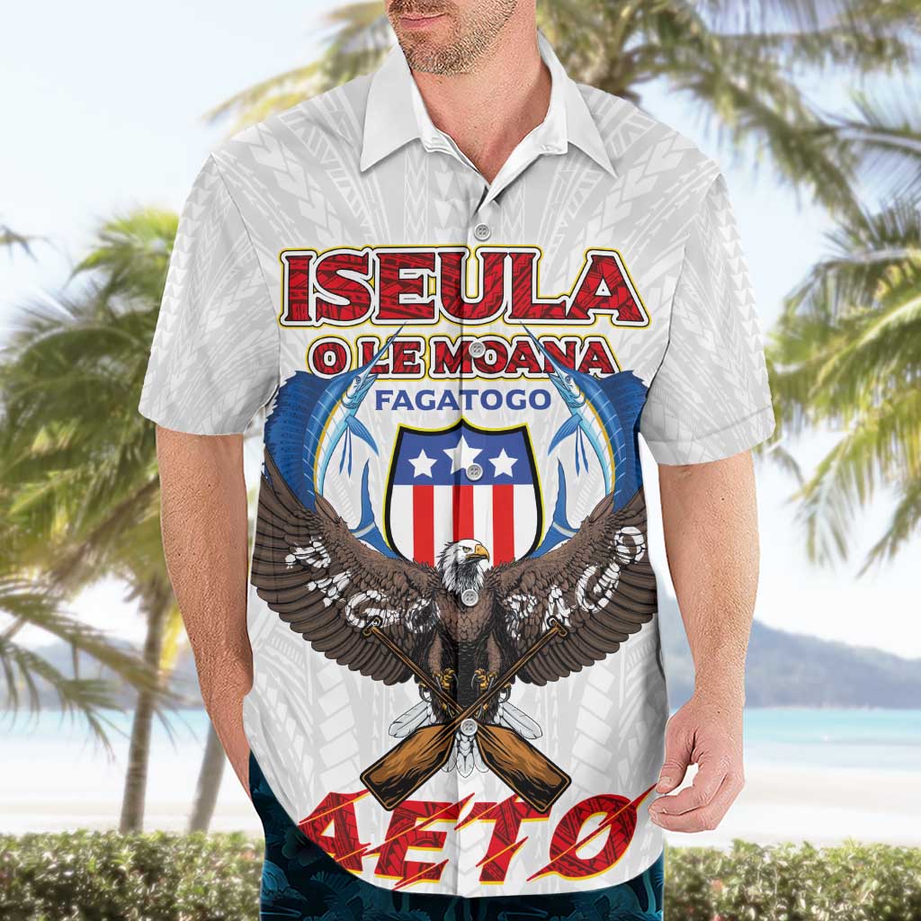 American Samoa Fautasi Hawaiian Shirt Pago Pago Aeto and Iseula o le Moana of Fagatogo White Color - Polynesian Pride