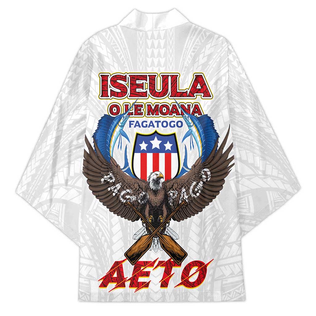 American Samoa Fautasi Kimono Pago Pago Aeto and Iseula o le Moana of Fagatogo White Color - Polynesian Pride