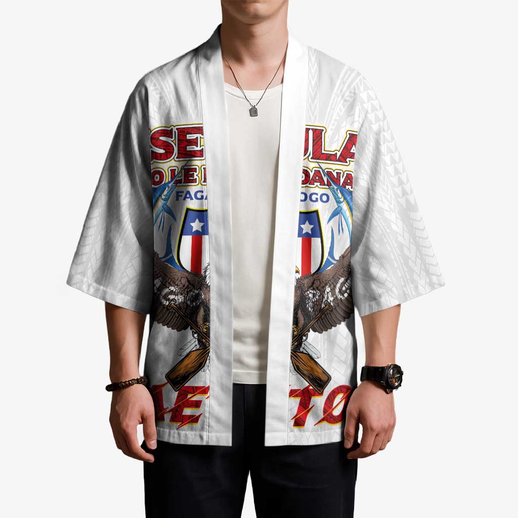 American Samoa Fautasi Kimono Pago Pago Aeto and Iseula o le Moana of Fagatogo White Color - Polynesian Pride