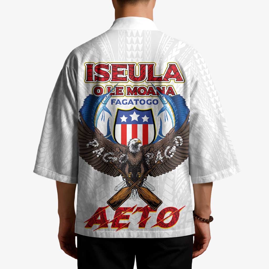 American Samoa Fautasi Kimono Pago Pago Aeto and Iseula o le Moana of Fagatogo White Color - Polynesian Pride