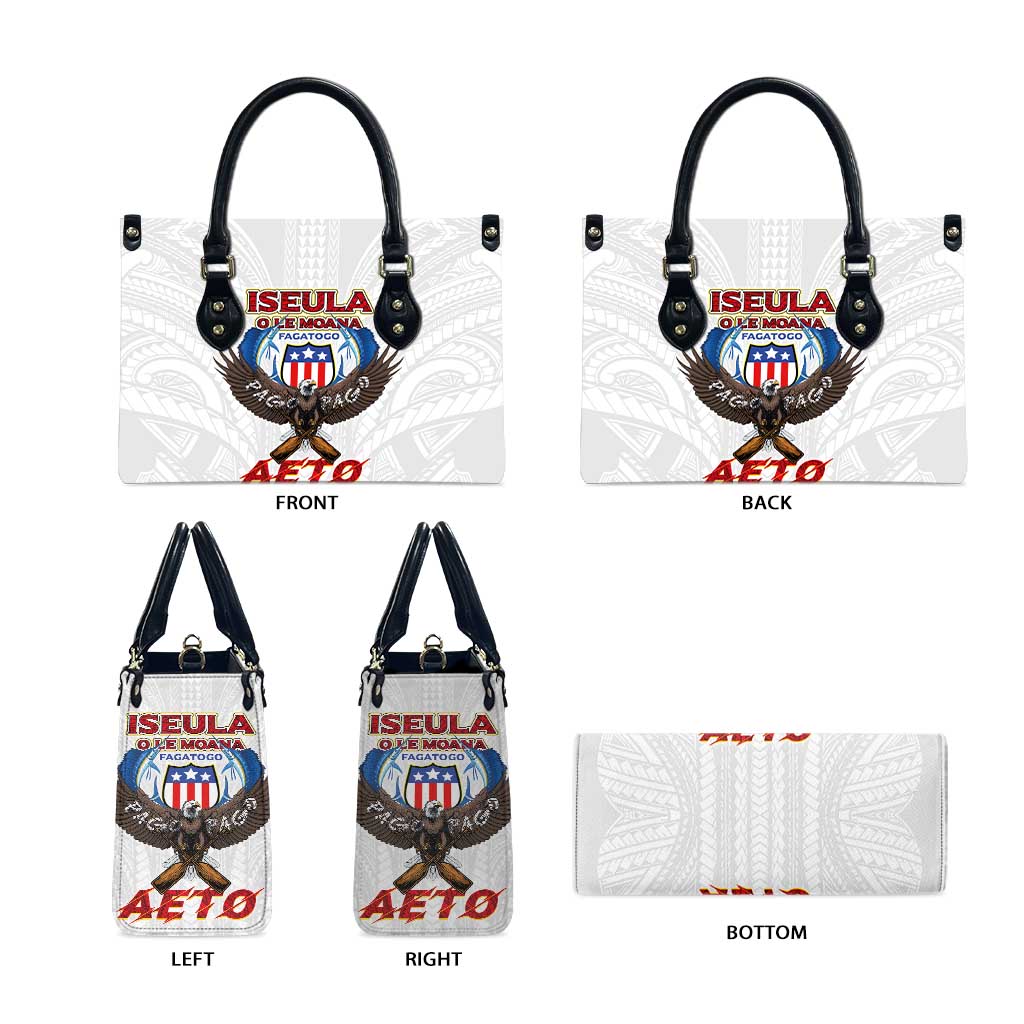 American Samoa Fautasi Leather Bag Pago Pago Aeto and Iseula o le Moana of Fagatogo White Color - Polynesian Pride
