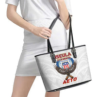 American Samoa Fautasi Leather Tote Bag Pago Pago Aeto and Iseula o le Moana of Fagatogo White Color - Polynesian Pride