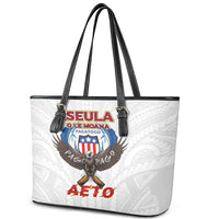 American Samoa Fautasi Leather Tote Bag Pago Pago Aeto and Iseula o le Moana of Fagatogo White Color - Polynesian Pride