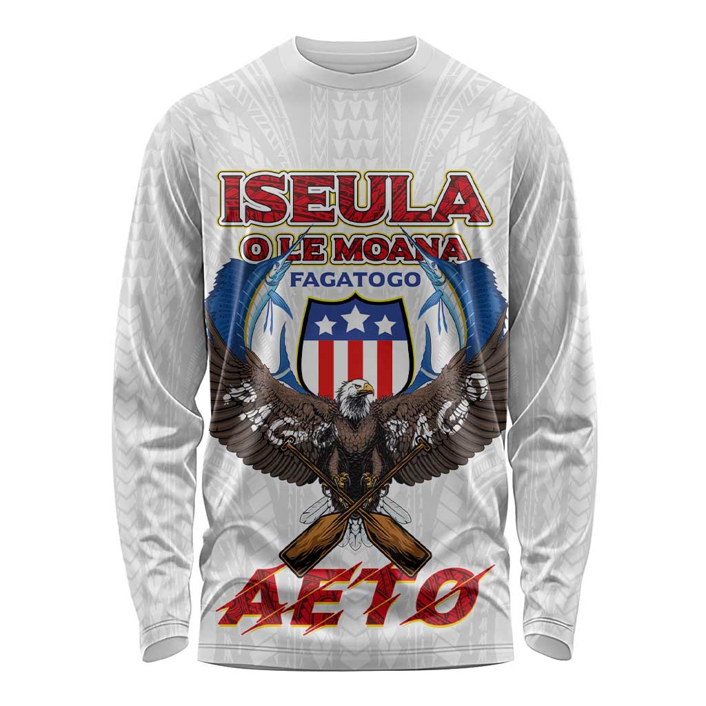 American Samoa Fautasi Long Sleeve Shirt Pago Pago Aeto and Iseula o le Moana of Fagatogo White Color - Polynesian Pride