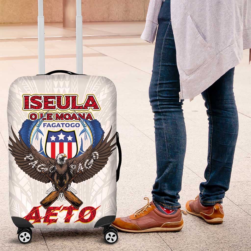American Samoa Fautasi Luggage Cover Pago Pago Aeto and Iseula o le Moana of Fagatogo White Color - Polynesian Pride