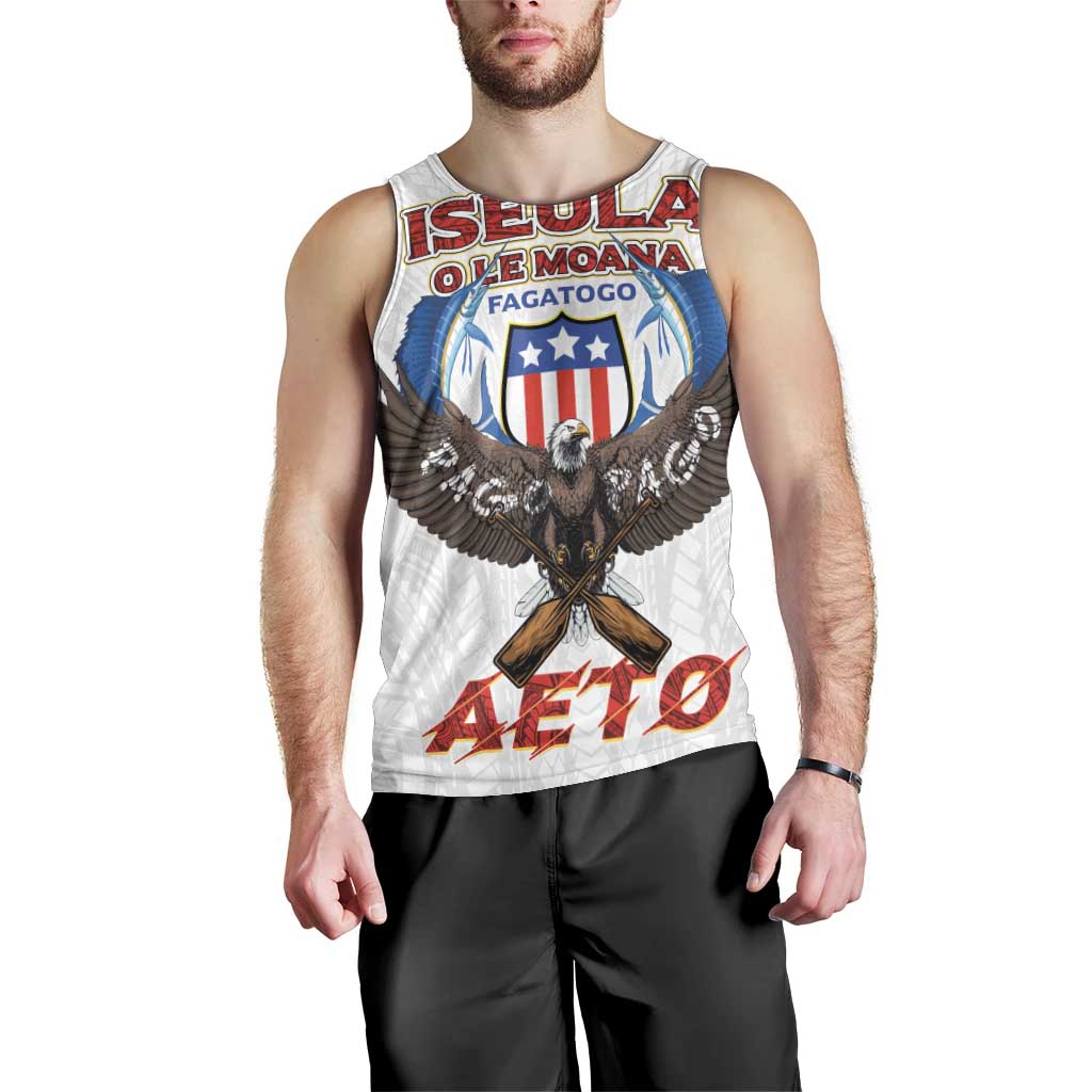 American Samoa Fautasi Men Tank Top Pago Pago Aeto and Iseula o le Moana of Fagatogo White Color - Polynesian Pride