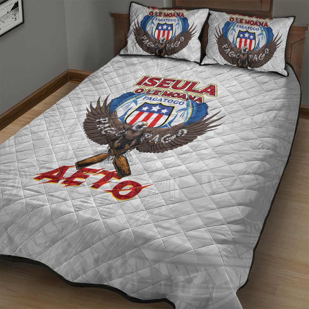American Samoa Fautasi Quilt Bed Set Pago Pago Aeto and Iseula o le Moana of Fagatogo White Color - Polynesian Pride