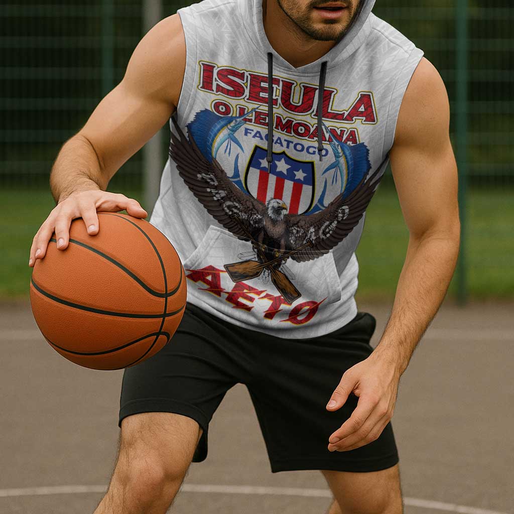 American Samoa Fautasi Sleeveless Hoodie Pago Pago Aeto and Iseula o le Moana of Fagatogo White Color - Polynesian Pride