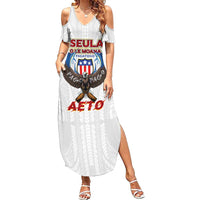American Samoa Fautasi Summer Maxi Dress Pago Pago Aeto and Iseula o le Moana of Fagatogo White Color - Polynesian Pride
