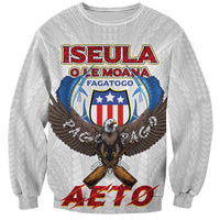 American Samoa Fautasi Sweatshirt Pago Pago Aeto and Iseula o le Moana of Fagatogo White Color - Polynesian Pride