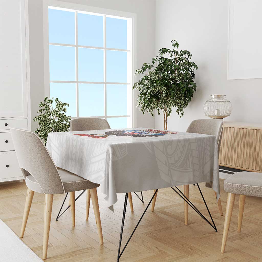 American Samoa Fautasi Tablecloth Pago Pago Aeto and Iseula o le Moana of Fagatogo White Color - Polynesian Pride
