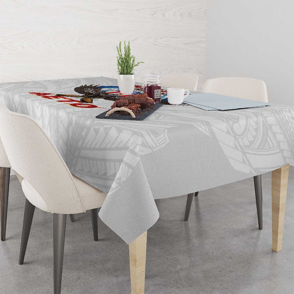 American Samoa Fautasi Tablecloth Pago Pago Aeto and Iseula o le Moana of Fagatogo White Color - Polynesian Pride