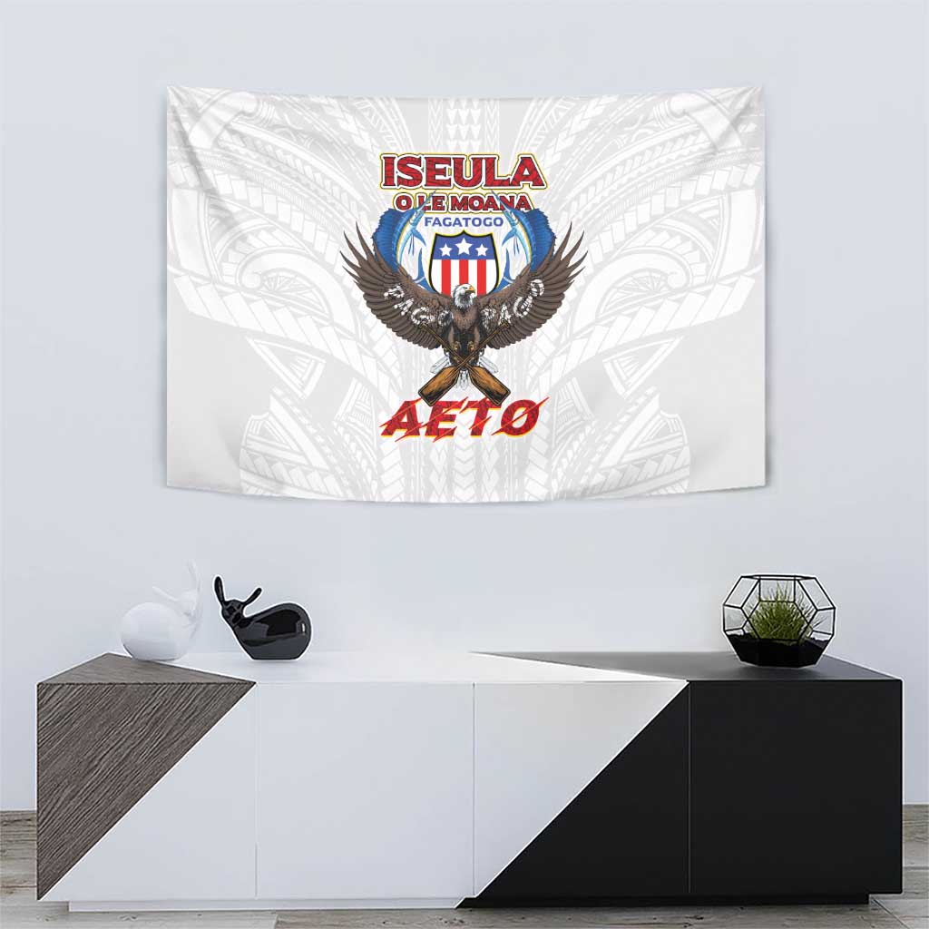 American Samoa Fautasi Tapestry Pago Pago Aeto and Iseula o le Moana of Fagatogo White Color - Polynesian Pride