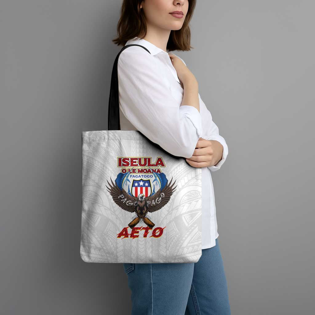 American Samoa Fautasi Tote Bag Pago Pago Aeto and Iseula o le Moana of Fagatogo White Color - Polynesian Pride