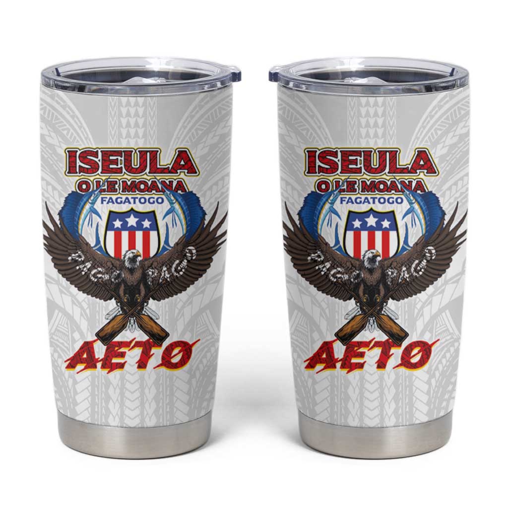 American Samoa Fautasi Tumbler Cup Pago Pago Aeto and Iseula o le Moana of Fagatogo White Color - Polynesian Pride
