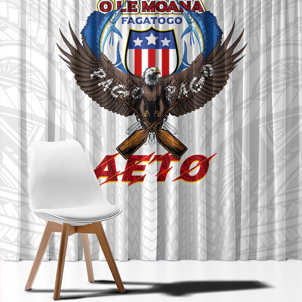 American Samoa Fautasi Window Curtain Pago Pago Aeto and Iseula o le Moana of Fagatogo White Color - Polynesian Pride