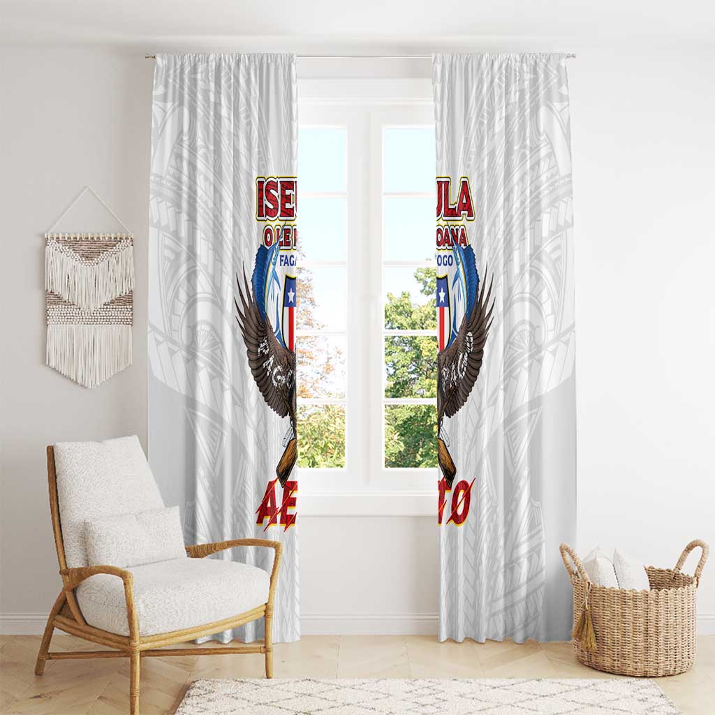 American Samoa Fautasi Window Curtain Pago Pago Aeto and Iseula o le Moana of Fagatogo White Color - Polynesian Pride