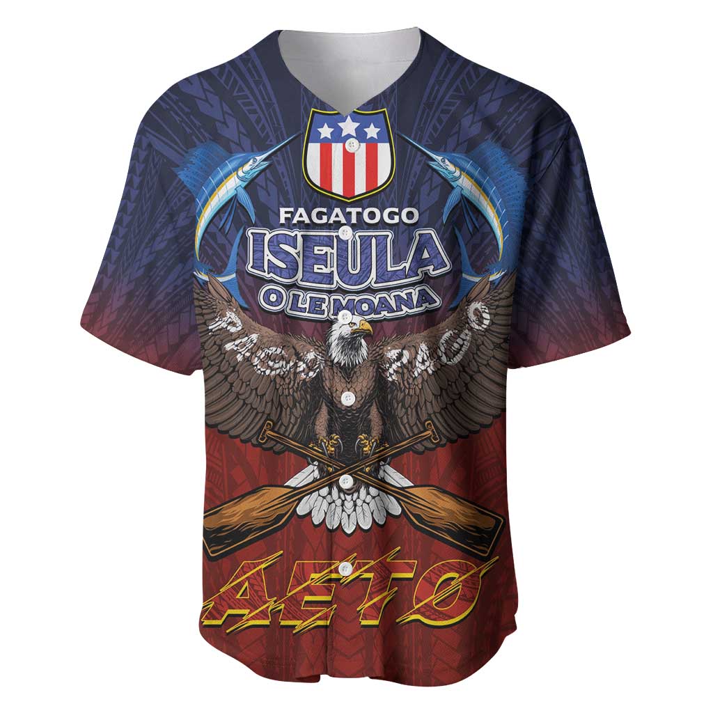 American Samoa Fautasi Baseball Jersey Pago Pago Aeto and Iseula o le Moana of Fagatogo Red-Blue - Polynesian Pride