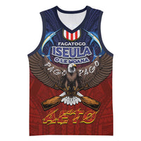 American Samoa Fautasi Basketball Jersey Pago Pago Aeto and Iseula o le Moana of Fagatogo Red-Blue - Polynesian Pride