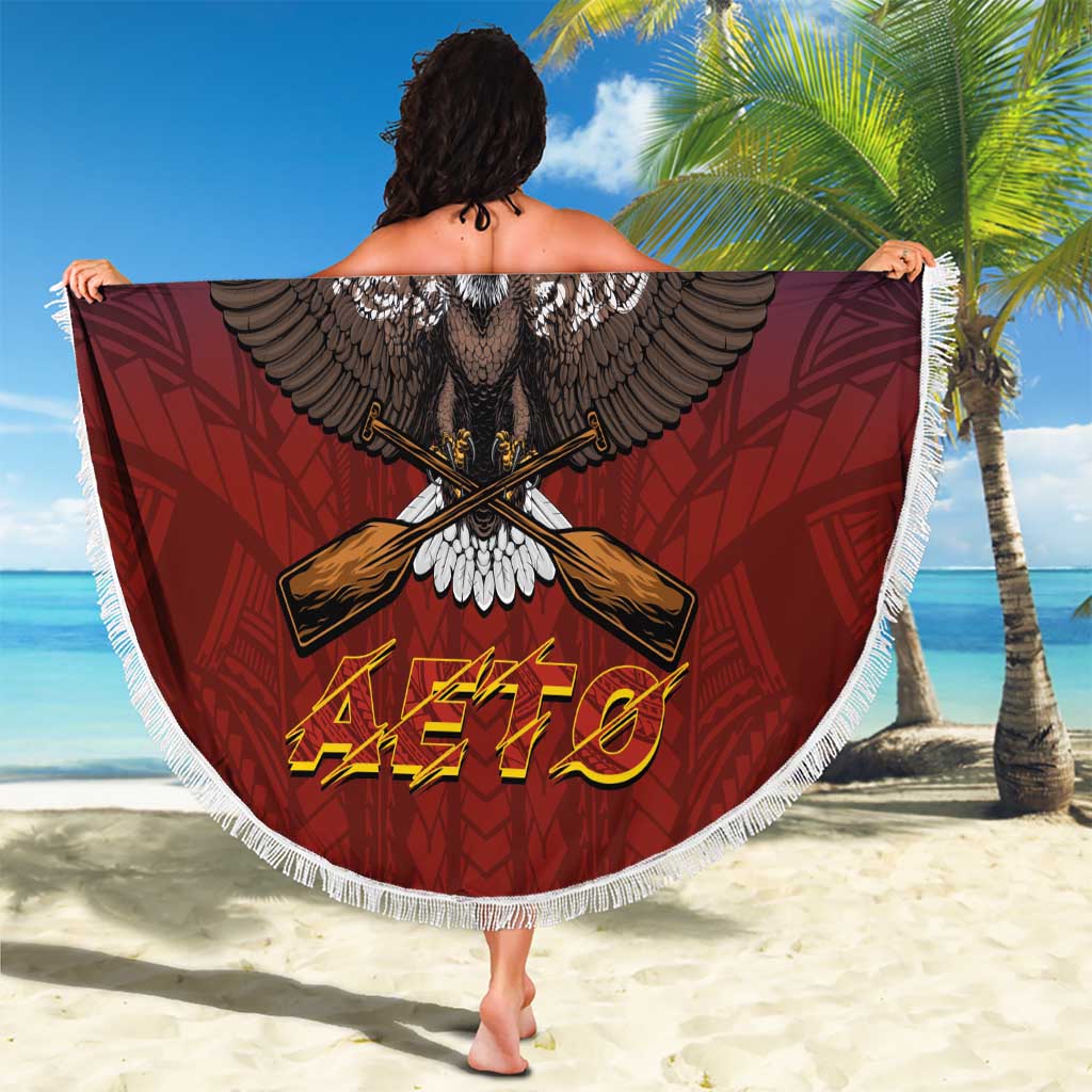 American Samoa Fautasi Beach Blanket Pago Pago Aeto and Iseula o le Moana of Fagatogo Red-Blue - Polynesian Pride
