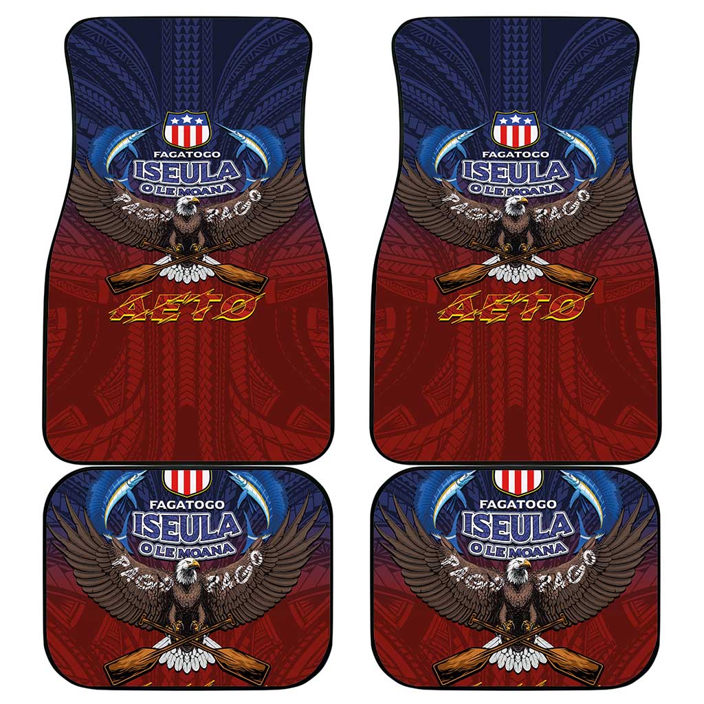American Samoa Fautasi Car Mats Pago Pago Aeto and Iseula o le Moana of Fagatogo Red-Blue - Polynesian Pride
