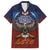 American Samoa Fautasi Family Matching Long Sleeve Bodycon Dress and Hawaiian Shirt Pago Pago Aeto and Iseula o le Moana of Fagatogo Red-Blue - Polynesian Pride