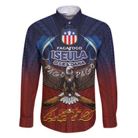 American Samoa Fautasi Family Matching Long Sleeve Bodycon Dress and Hawaiian Shirt Pago Pago Aeto and Iseula o le Moana of Fagatogo Red-Blue - Polynesian Pride