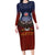 American Samoa Fautasi Family Matching Long Sleeve Bodycon Dress and Hawaiian Shirt Pago Pago Aeto and Iseula o le Moana of Fagatogo Red-Blue - Polynesian Pride