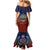 American Samoa Fautasi Family Matching Mermaid Dress and Hawaiian Shirt Pago Pago Aeto and Iseula o le Moana of Fagatogo Red-Blue - Polynesian Pride