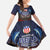 American Samoa Fautasi Family Matching Off The Shoulder Long Sleeve Dress and Hawaiian Shirt Pago Pago Aeto and Iseula o le Moana of Fagatogo Red-Blue - Polynesian Pride