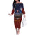 American Samoa Fautasi Family Matching Off The Shoulder Long Sleeve Dress and Hawaiian Shirt Pago Pago Aeto and Iseula o le Moana of Fagatogo Red-Blue - Polynesian Pride