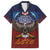 American Samoa Fautasi Family Matching Off Shoulder Maxi Dress and Hawaiian Shirt Pago Pago Aeto and Iseula o le Moana of Fagatogo Red-Blue - Polynesian Pride
