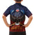 American Samoa Fautasi Family Matching Short Sleeve Bodycon Dress and Hawaiian Shirt Pago Pago Aeto and Iseula o le Moana of Fagatogo Red-Blue - Polynesian Pride