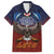 American Samoa Fautasi Family Matching Short Sleeve Bodycon Dress and Hawaiian Shirt Pago Pago Aeto and Iseula o le Moana of Fagatogo Red-Blue - Polynesian Pride