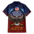 American Samoa Fautasi Family Matching Short Sleeve Bodycon Dress and Hawaiian Shirt Pago Pago Aeto and Iseula o le Moana of Fagatogo Red-Blue - Polynesian Pride
