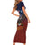 American Samoa Fautasi Family Matching Short Sleeve Bodycon Dress and Hawaiian Shirt Pago Pago Aeto and Iseula o le Moana of Fagatogo Red-Blue - Polynesian Pride